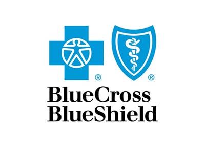 BlueCross BlueShield logo: blue cross and shield with caduceus, text 