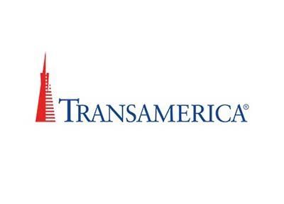 Transamerica logo featuring a red, stylized skyscraper and the company's name in blue.