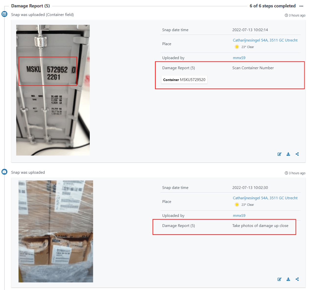 Scan container number