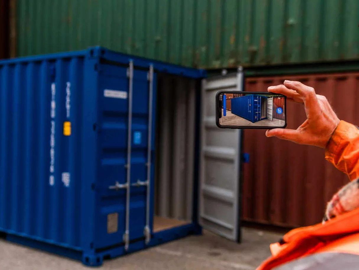 Using mobile phone to take images of container