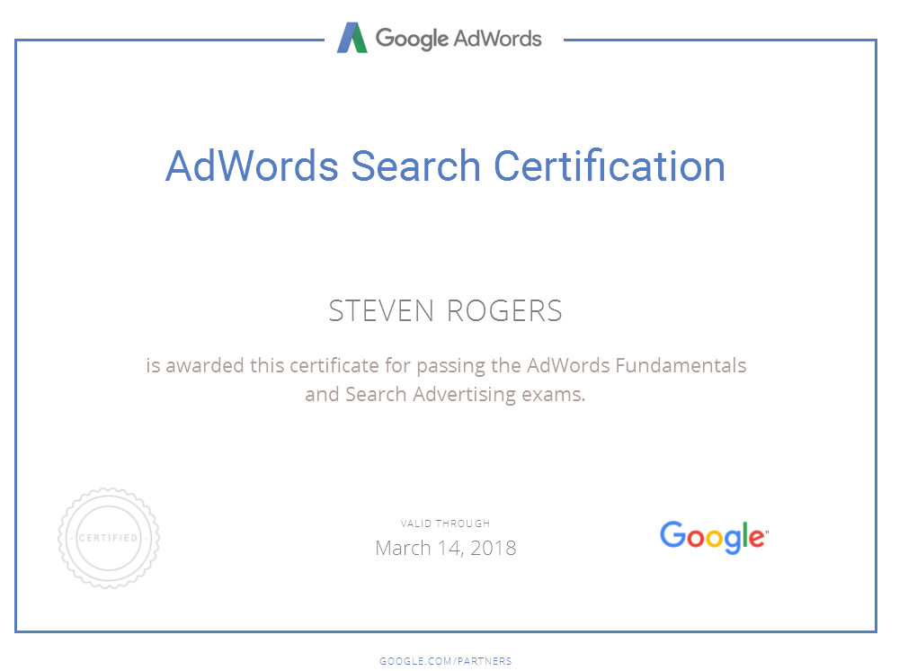 Steven Rogers Charleston SC Google Certified