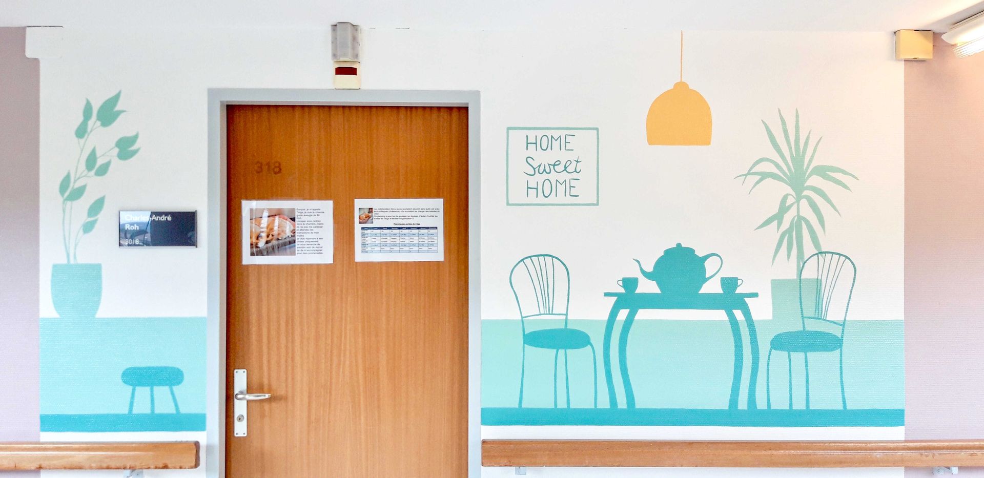 Assisted living hallways murals