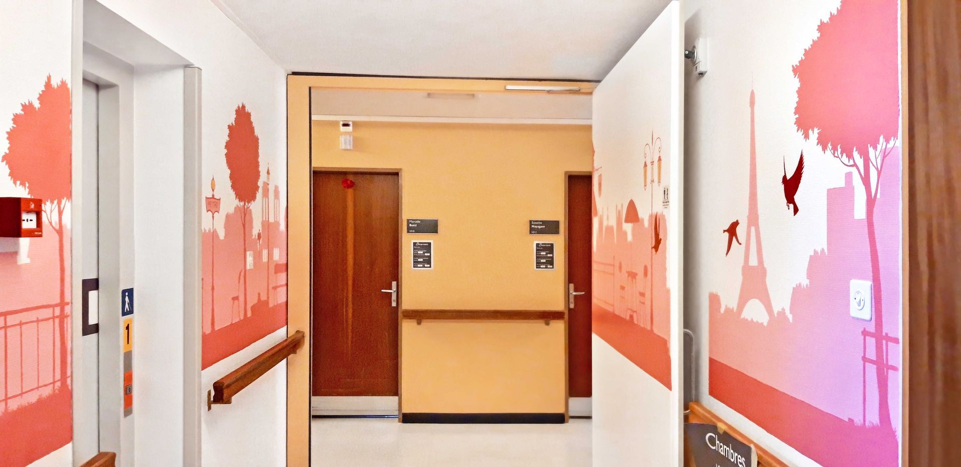 Assisted living hallway murals