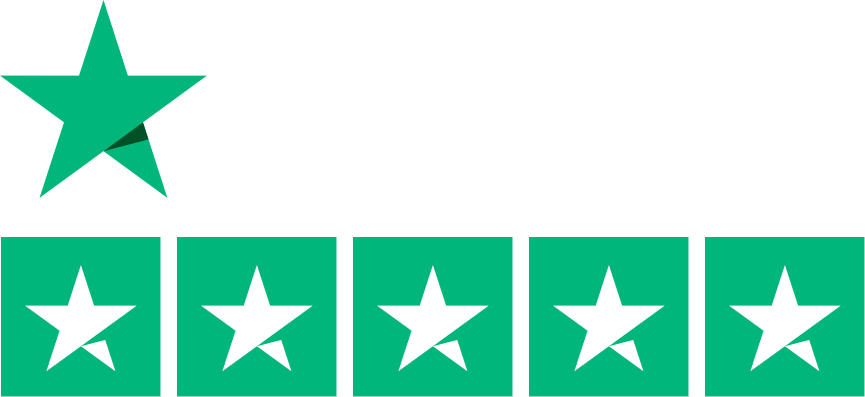 Green stars rating: one large star above five smaller stars. Trustpilot Rating