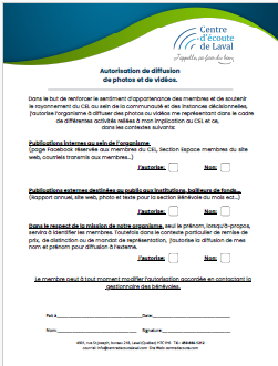 Autorisation de photos et de vidéos