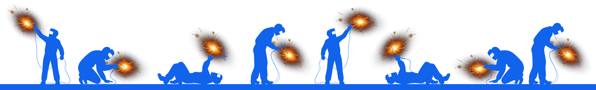 Vector illustration of a welders silhouettes set