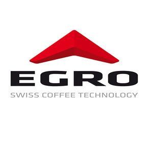 The logo for egro swiss coffee technology has a red triangle on it.