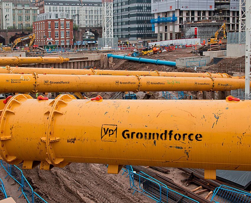 A yellow pipe with the word groundforce on it