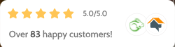 A screenshot of a website that says over 83 happy customers