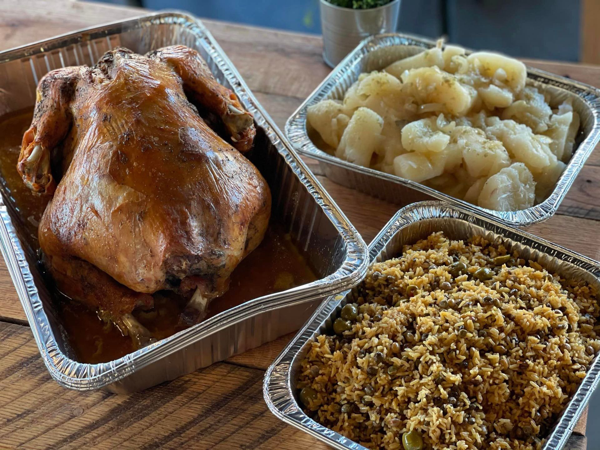 Roasted Turkey, Rice and Cassava