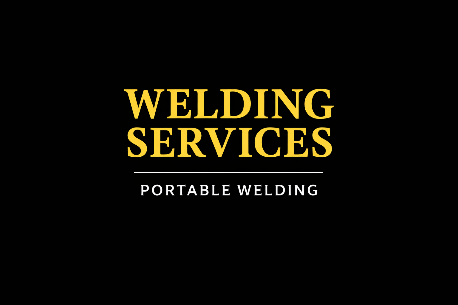 Welding services logo with a gold welder inside a shield, black background.