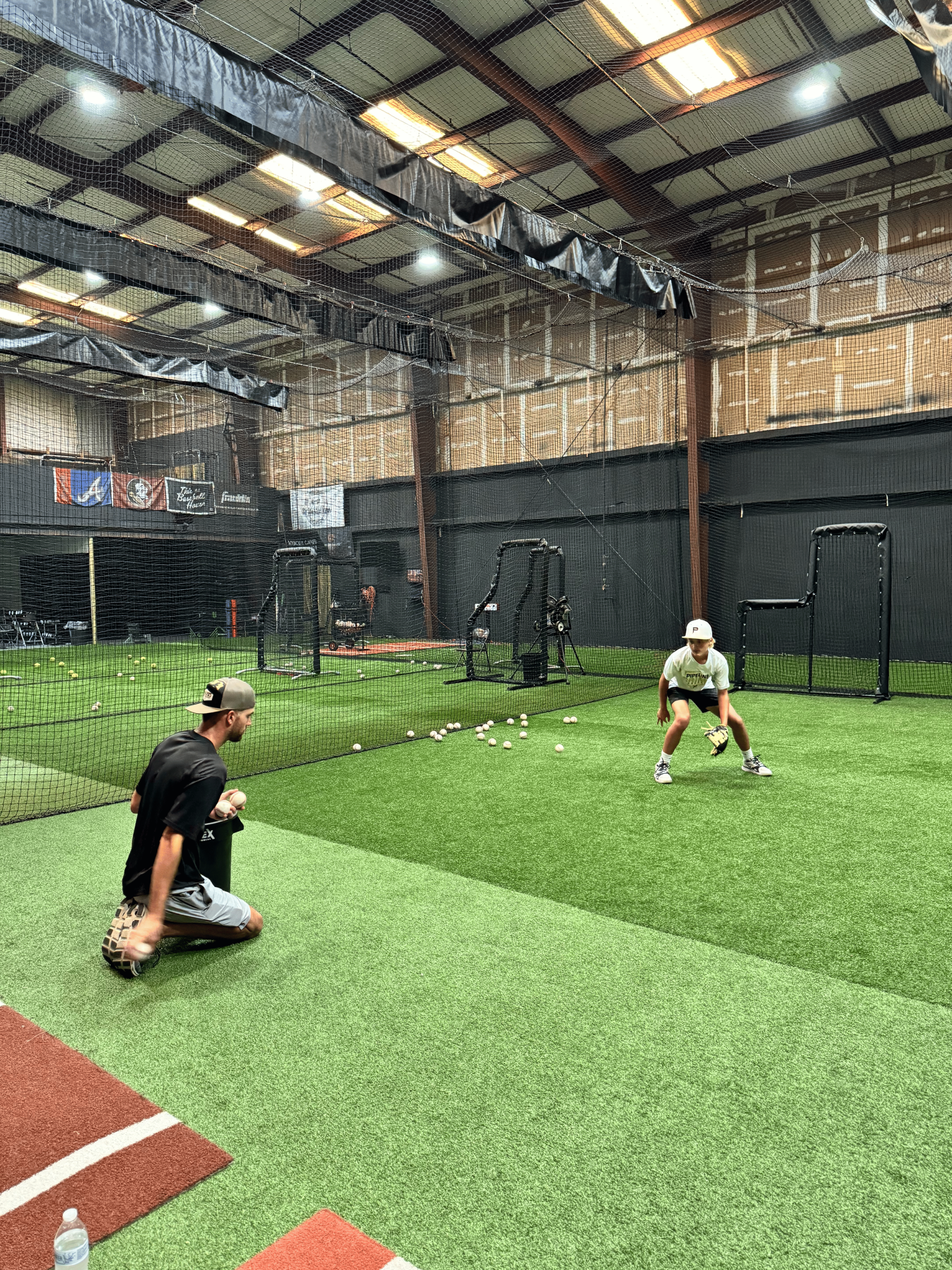 Pipeline athlete training throwing mechanics during a private lesson