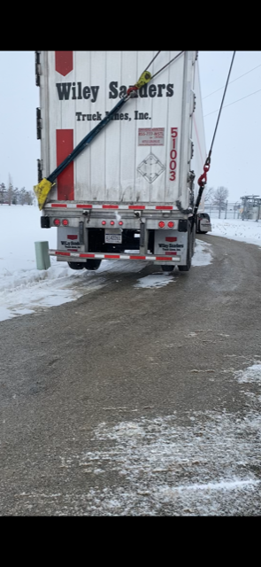 A semi-truck trailer with 