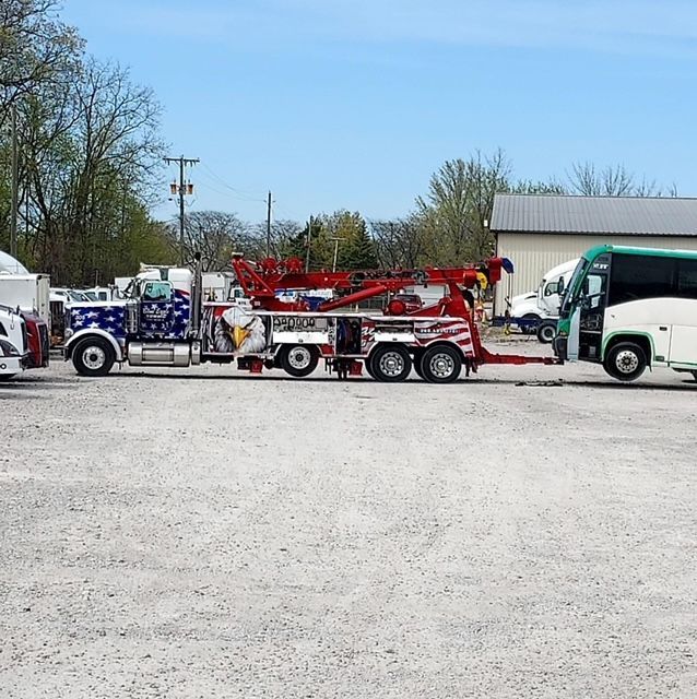 Towing Truck with Bus — Fort Wayne, IN — Blue Eagle Towing