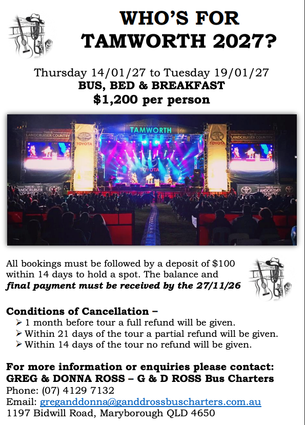 Band Playing Country Music At Tamworth Country Music Festival — G & D Ross Bus Charters In Magnolia, QLD