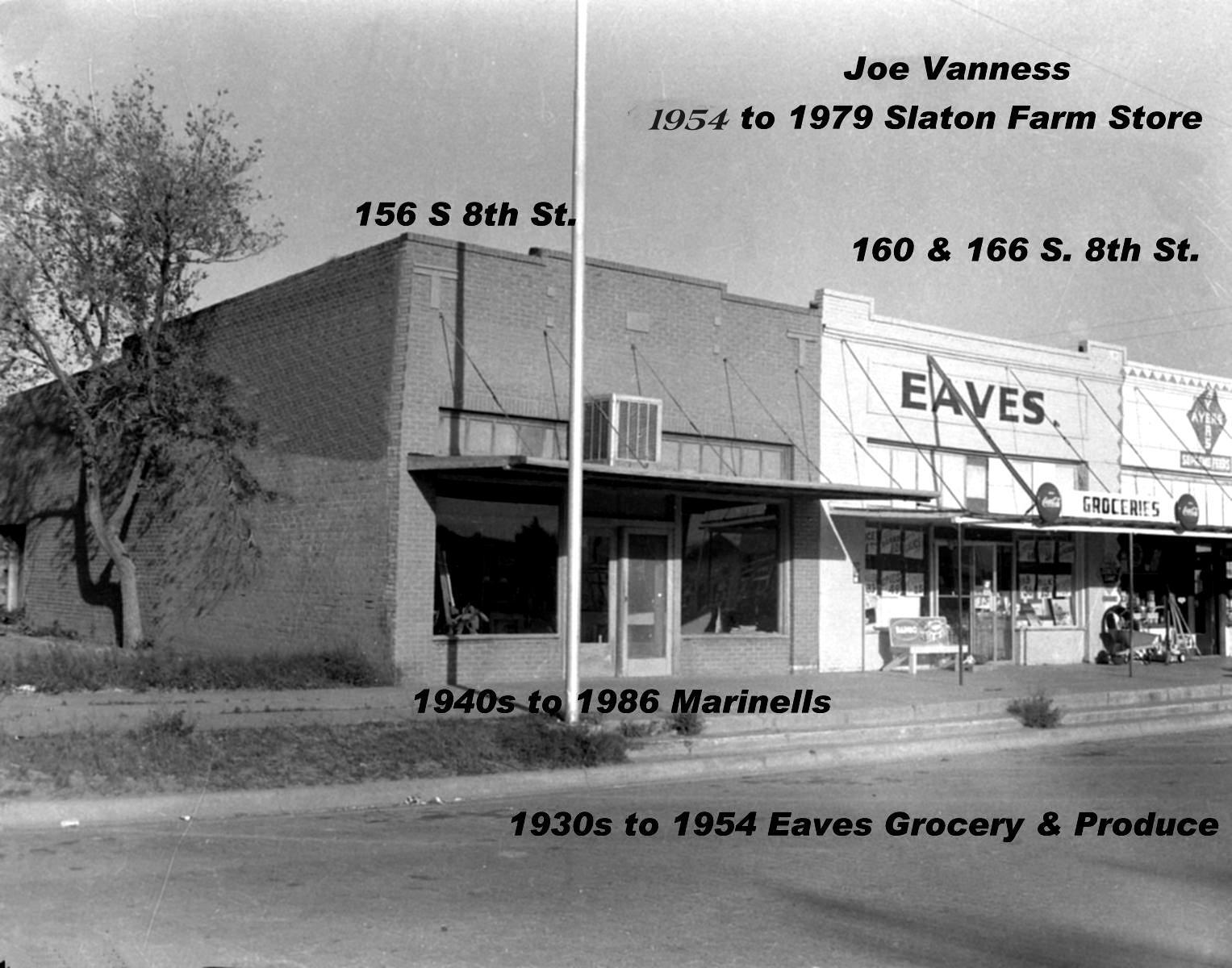 A black and white photo of joe vanness grocery store