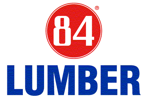 A red and blue logo for 84 lumber