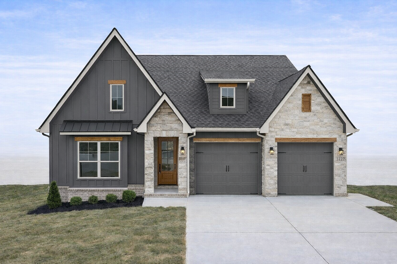 A modern semi-custom home. 