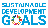 A logo for sustainable development goals with a colorful circle in the middle.