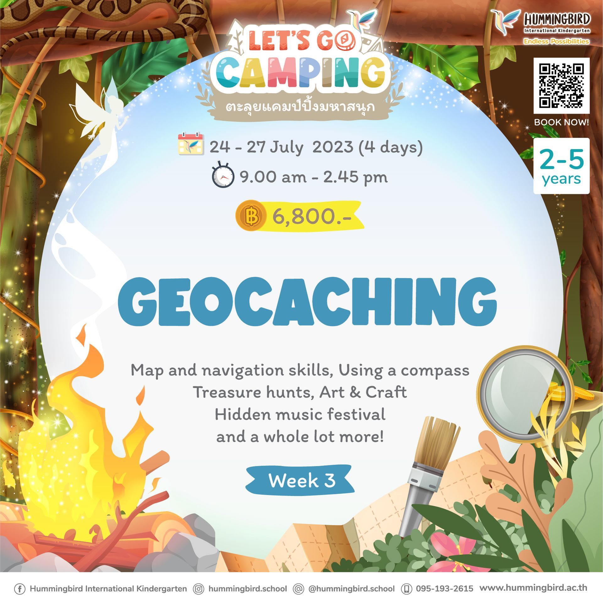 A poster for let 's go camping geocaching week 3.