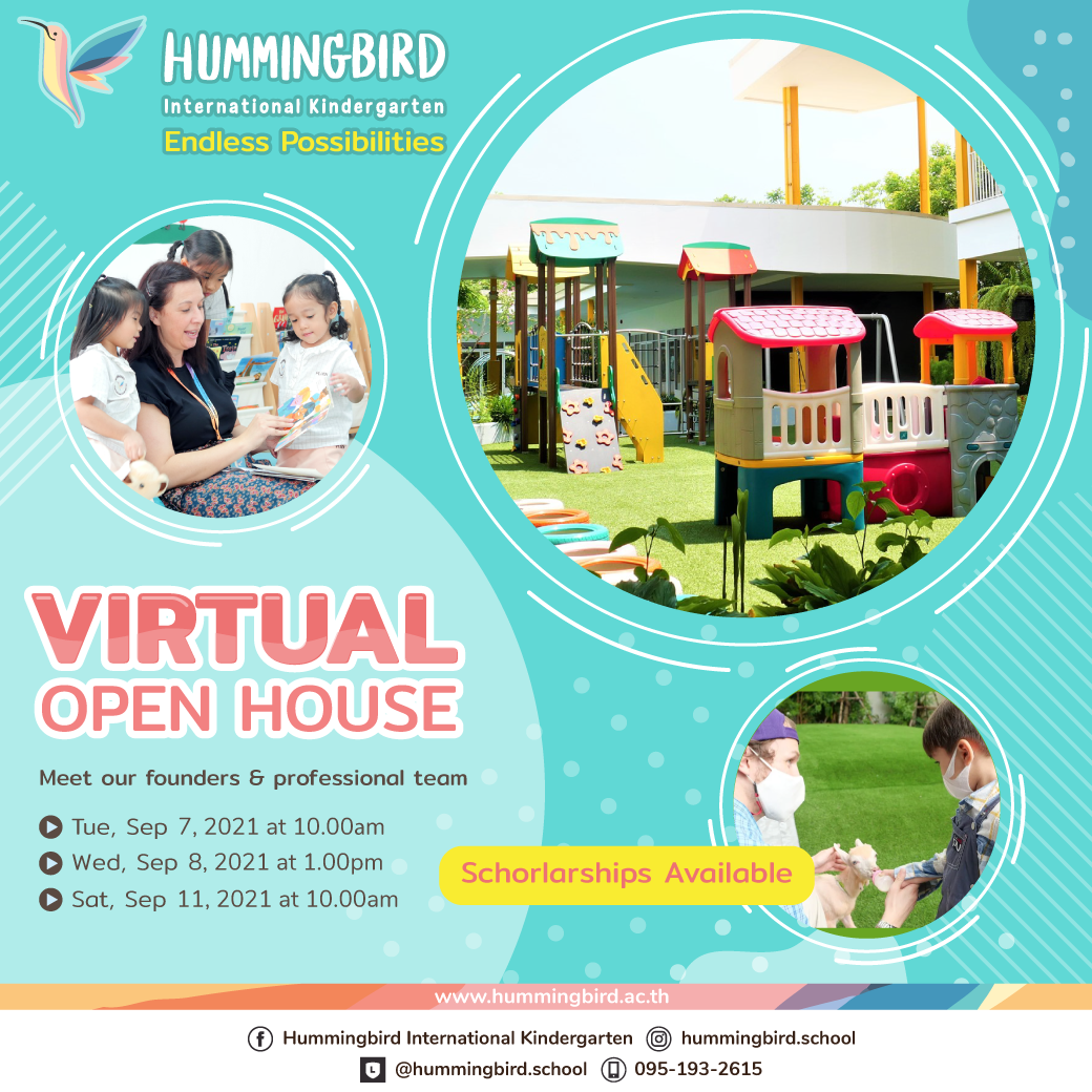 A poster for a hummingbird virtual open house.