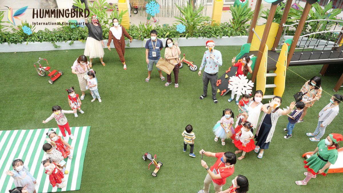 A group of children are playing in a playground.