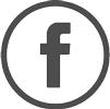 A facebook logo in a circle on a white background.