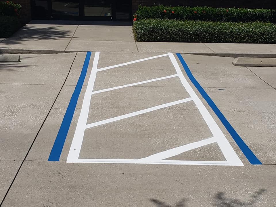 Blue and white striping — Apollo Beach, FL — EGA Parking Lot Striping & Pressure Washing