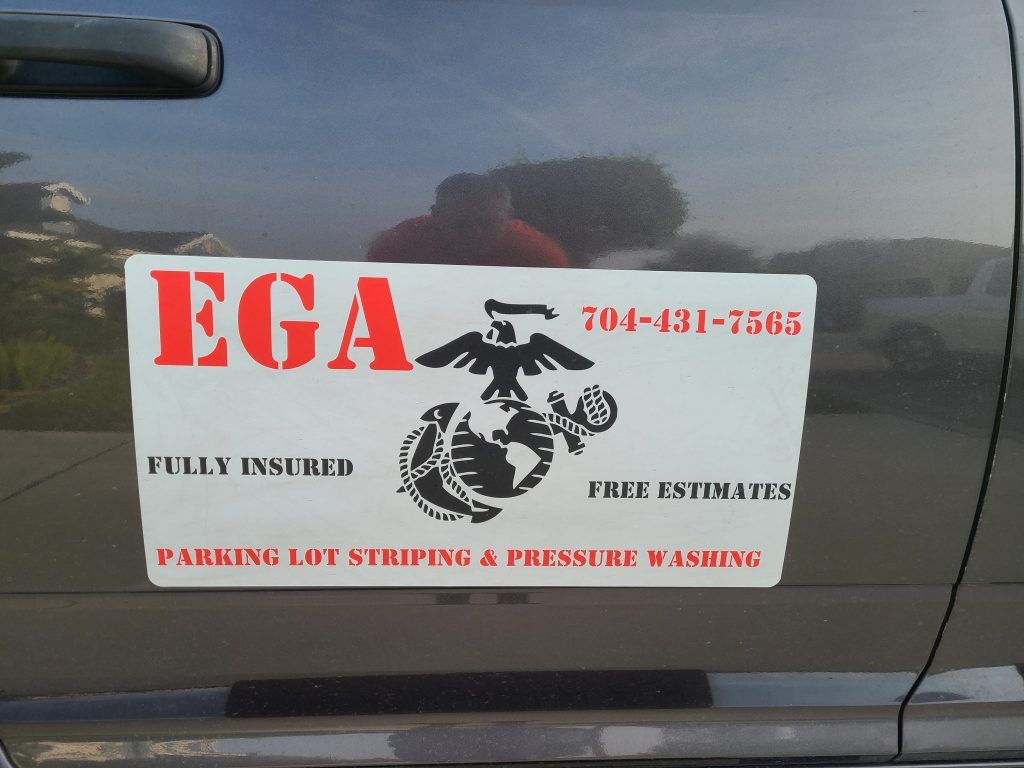 EGA sticker on car — Apollo Beach, FL — EGA Parking Lot Striping & Pressure Washing