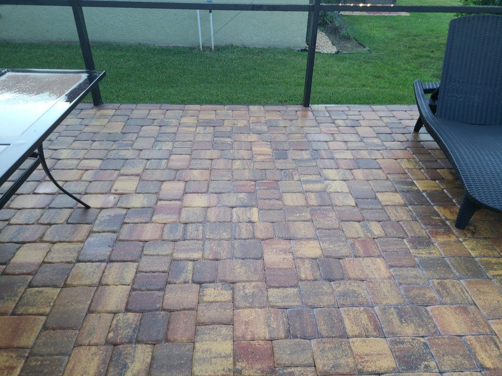 Patio brick pavement washing — Apollo Beach, FL — EGA Parking Lot Striping & Pressure Washing