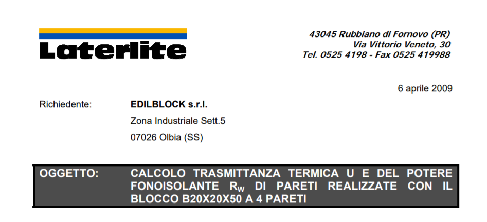 certificazione trasmittanza termica e potere fonoisolante