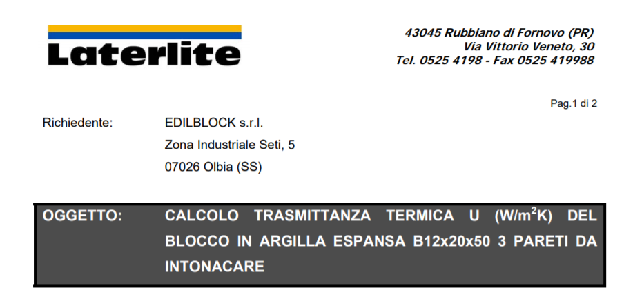 certificazione blocco in argilla