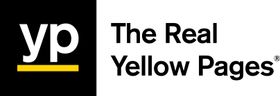 The logo for the real yellow pages is black and yellow.