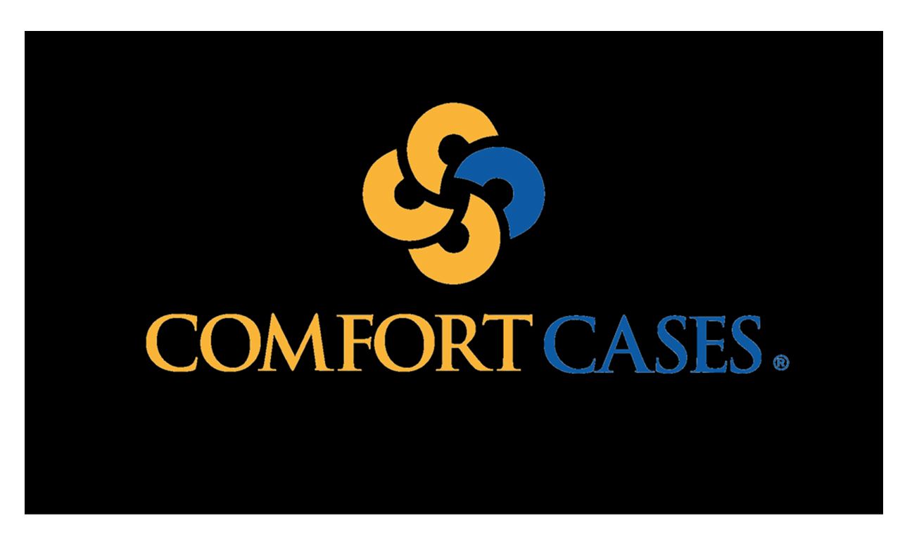A comfort cases logo on a black background