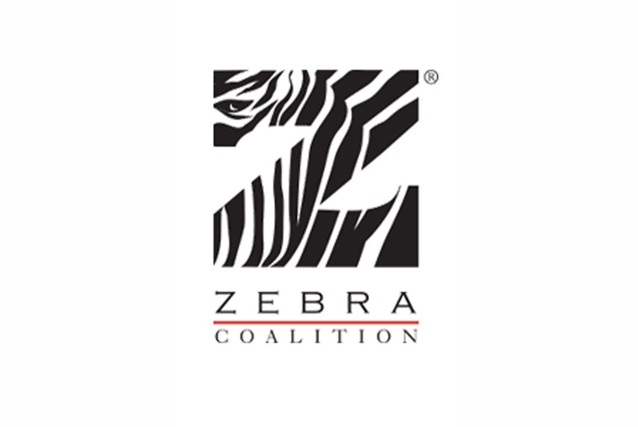 A black and white logo for the zebra coalition