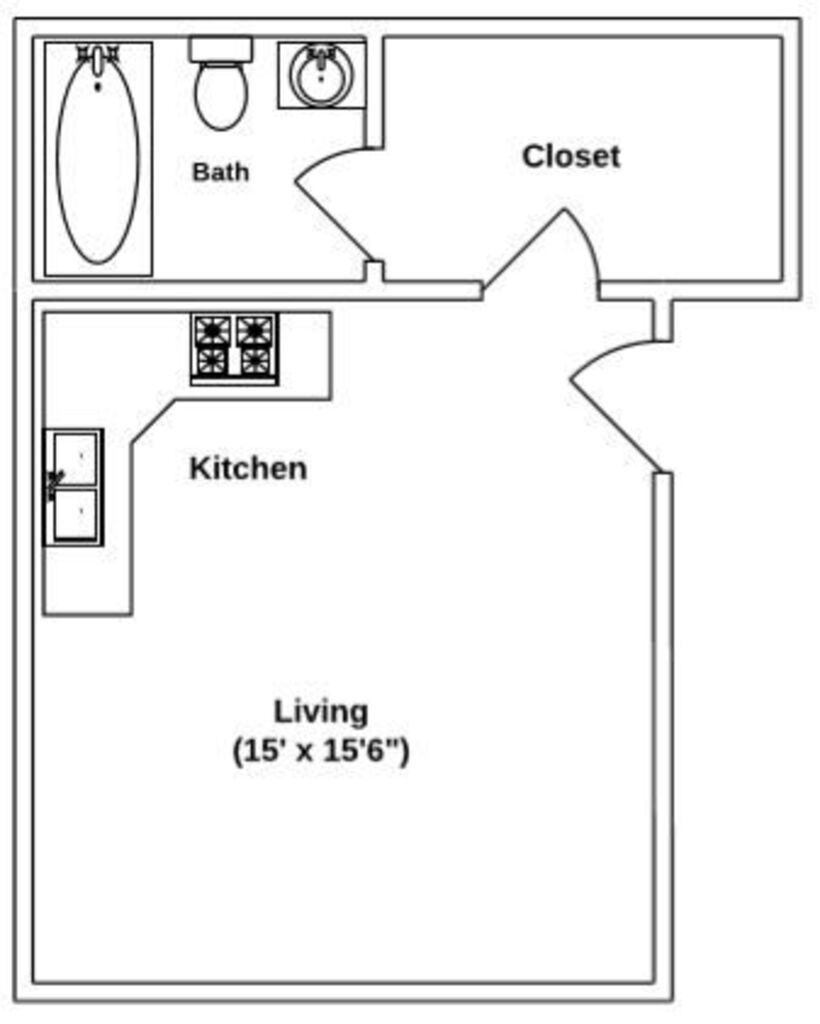 Floor Plan: Studio · 1 Bath · 450 SQ. FT.