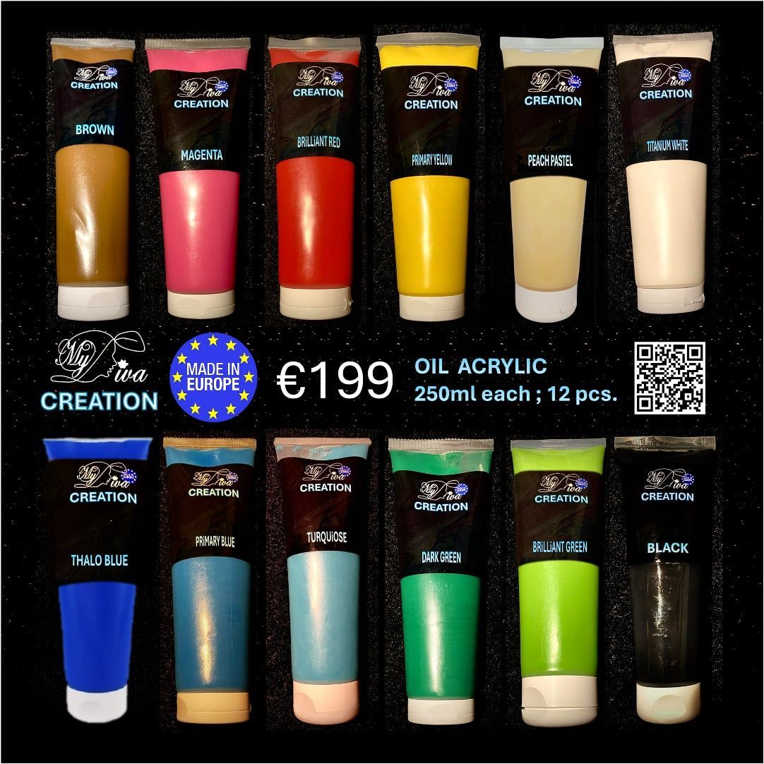 12pcs. Oil Acrylic 250ml each €199