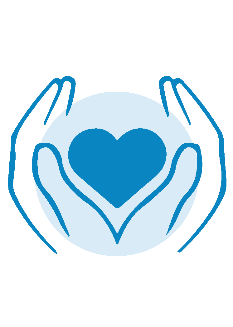 A pair of hands holding a blue heart in their hands.