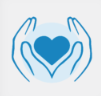 A pair of hands holding a blue heart.