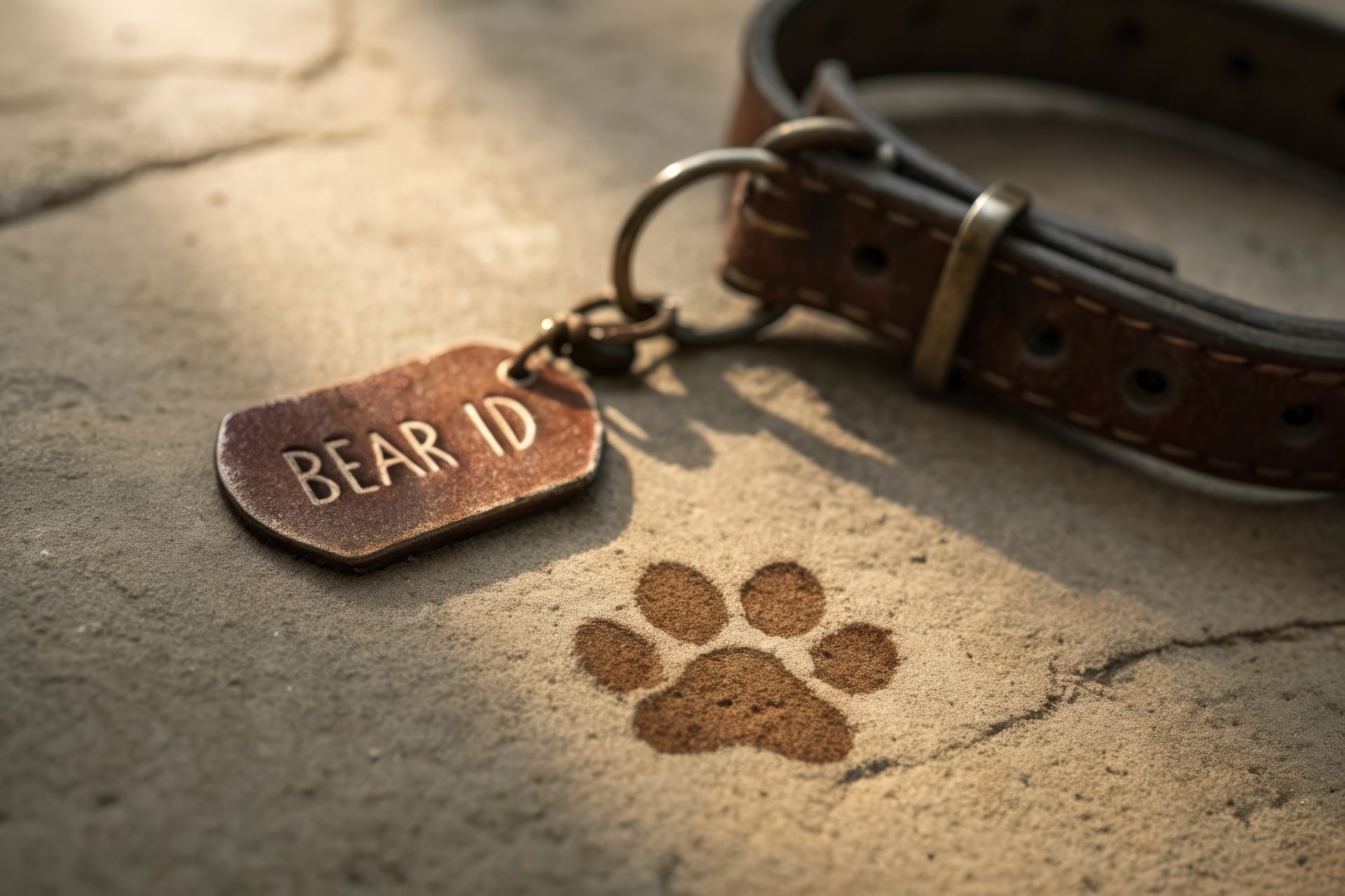 Brown leather dog collar with Brown leather dog collar with