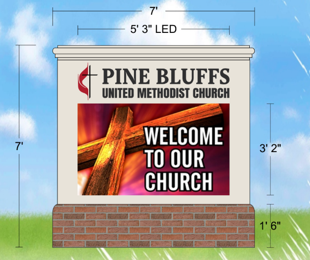 Proposed LED sign for the corner of Main and 6th Street.