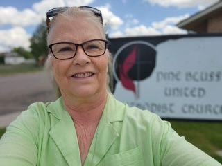 Pastor Vicky Martinez taking a selfie at her new Church.