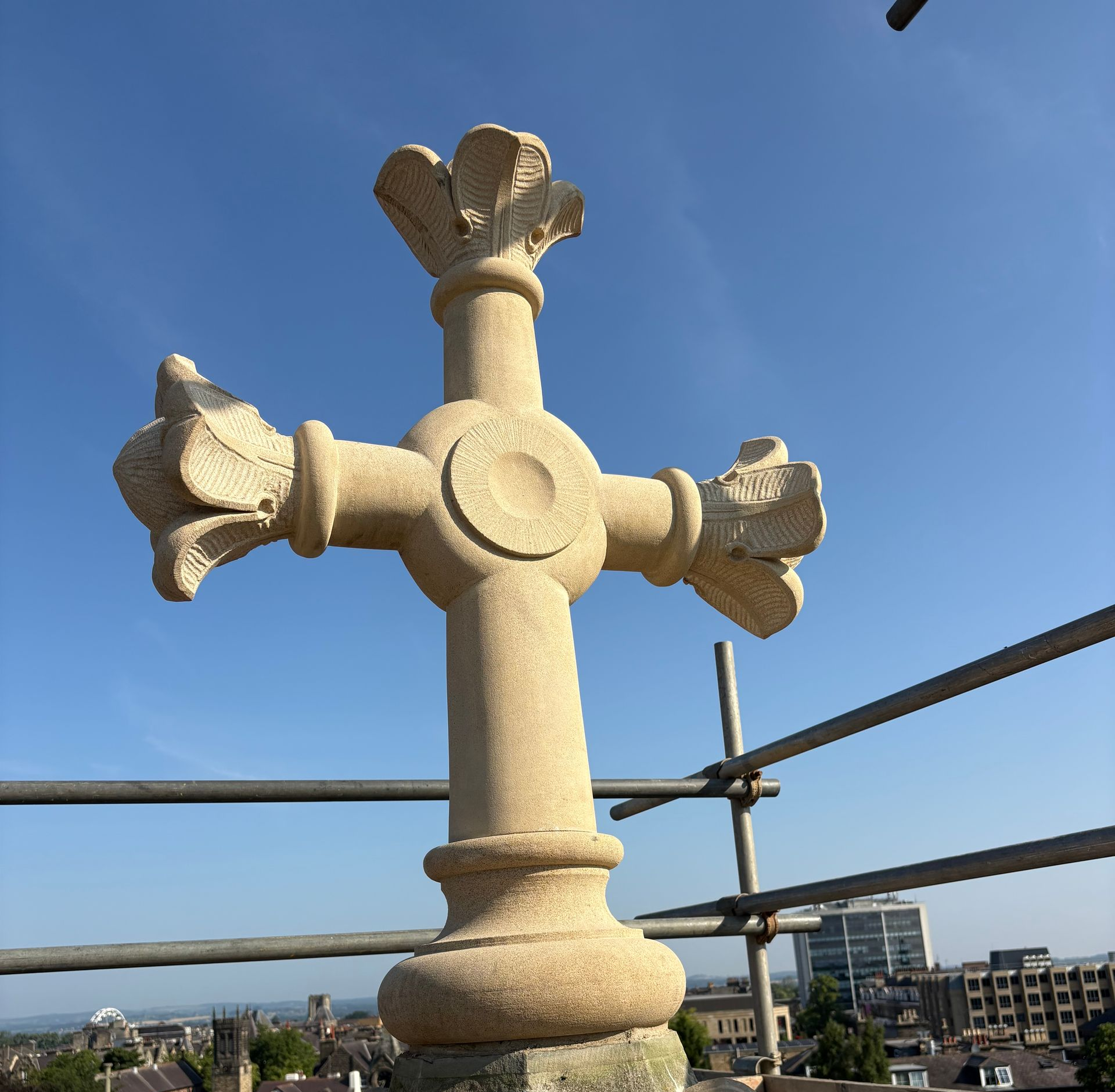As mentioned at Mass, during the week the newly carved stone cross, which replaces the crumbling Vic