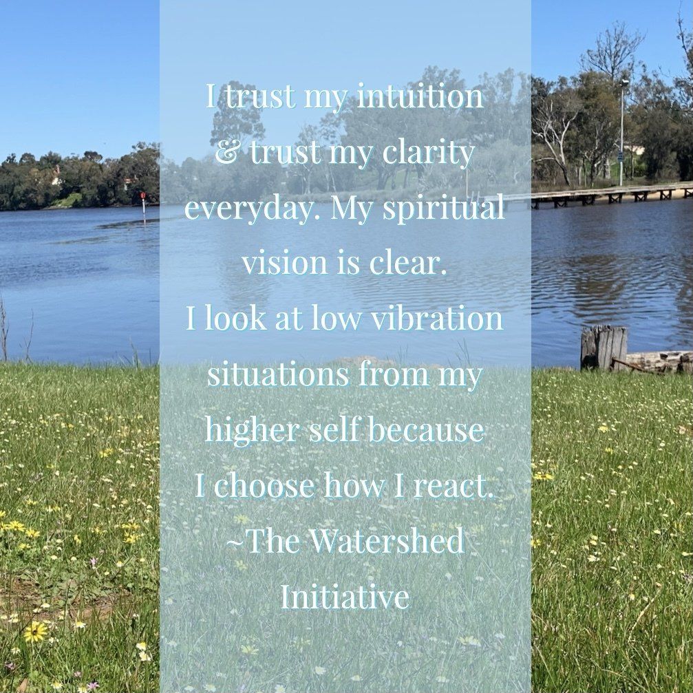 I trust my intuition and trust my clarity everyday. My spiritual vision is clear. I look at low vibration situations from my higher self because I choose how I react.