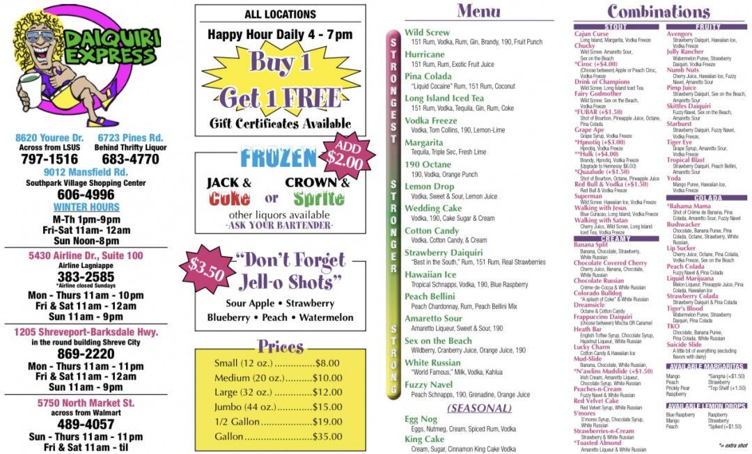 Daiquiri Express - Blanchard Sports Bar | Daiquiri Express