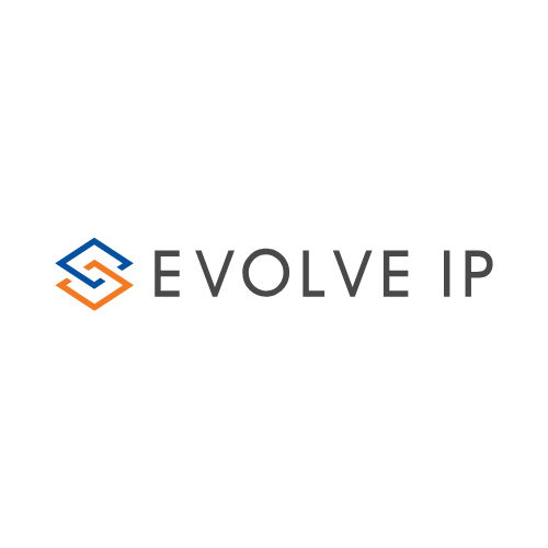 Evolve IP logo in blue and orange with gray text on a white background