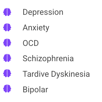 A list of mental disorders including depression anxiety ocd schizophrenia tardive dyskinesia and bipolar