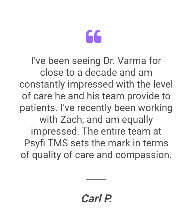 A quote from carl p. about seeing dr. varma for close to a decade