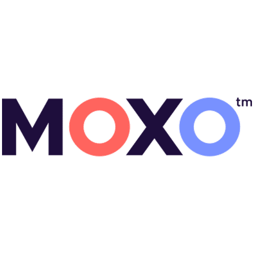 A logo for moxo tm with a white background
