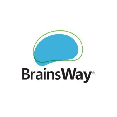 A blue and green logo for brainsway with a brain in the middle.